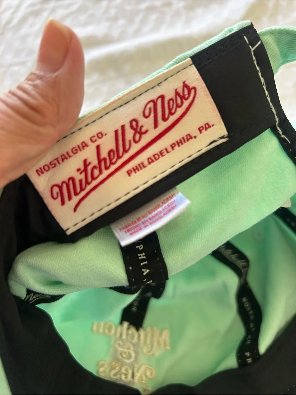 Nostalgia Mint Green Adjustable Baseball Cap with Black Trim